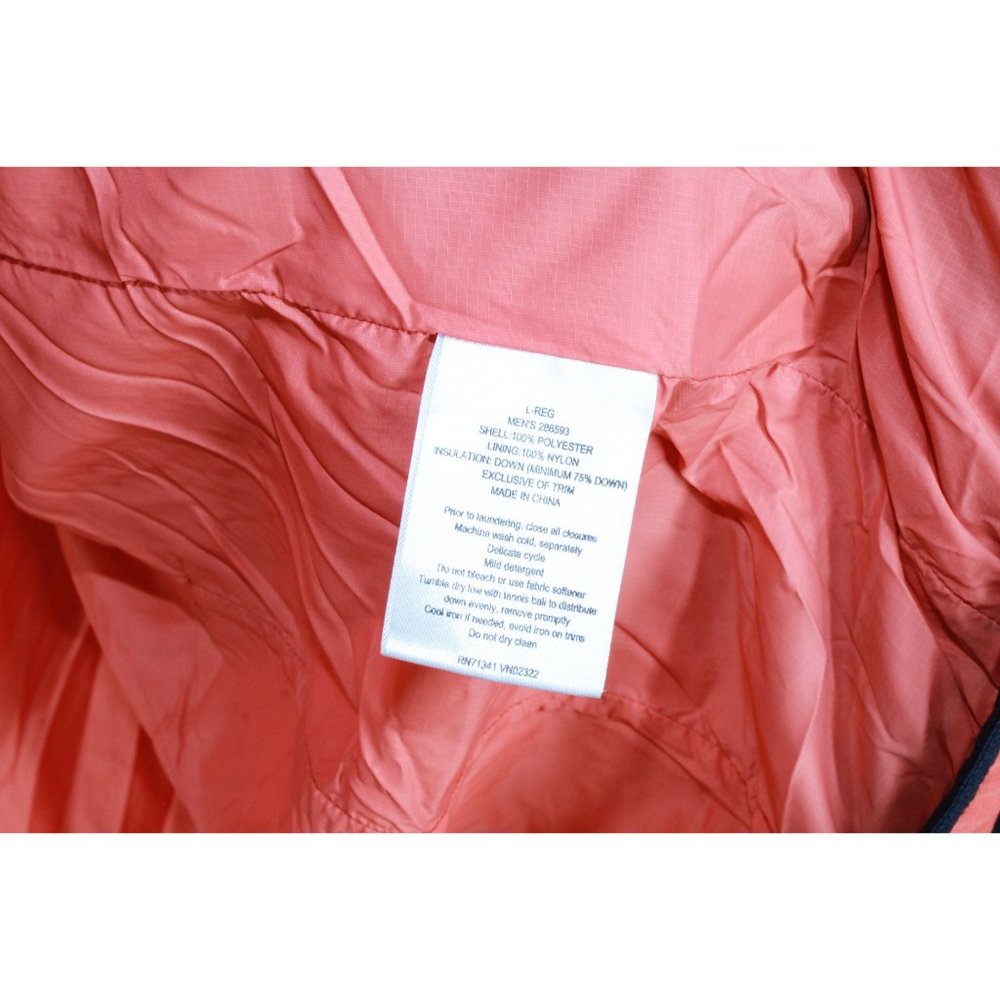 LL Bean Black Orange Polyester Outer Shell Down Hooded Puffer Jacket L - Picture 7 of 10